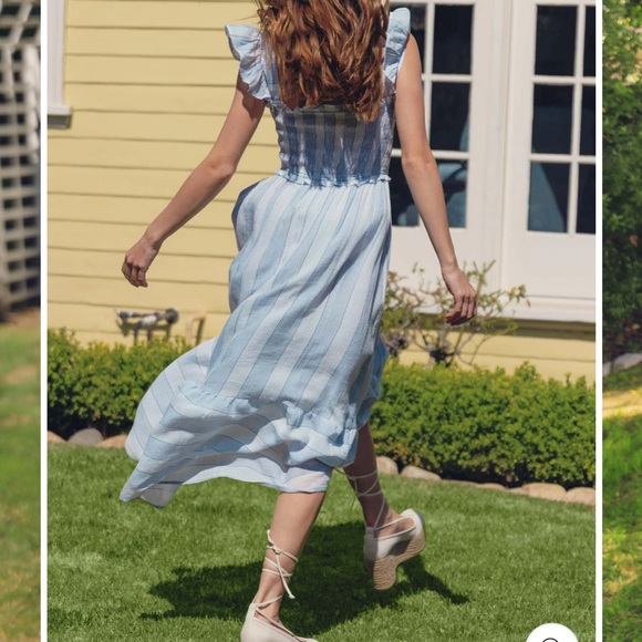 NWT Smocked Striped Flutter Sleeve Maxi Dress - Picture 9 of 9